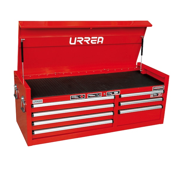 Urrea M-Series Top Chest/Cabinet, 7 Drawer, Red, Steel, 56 in W x 20-3/4 in D x 21-3/4 in H M56S7 - main